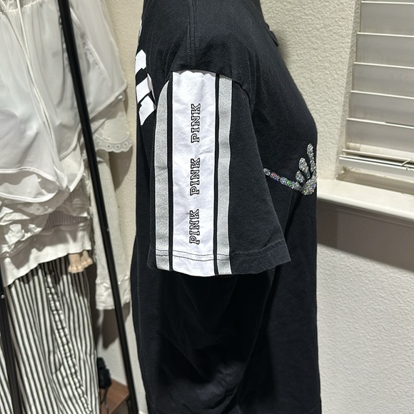 Victoria's Secret PINK GHOSTING YOU Bones Skeleton Bling T-Shirt NEW Super Cool - Picture 3 of 4